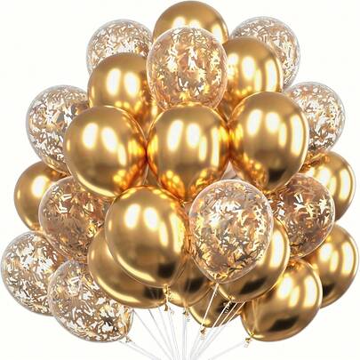 31pcs 10-Inch Gold Latex Balloons And 12-Inch Flashing Balloons Set, For Wedding, Birthday Party, Engagement Party, Baby Shower, Bridal Shower, Father's Day, Graduation Party And Prom Decorations