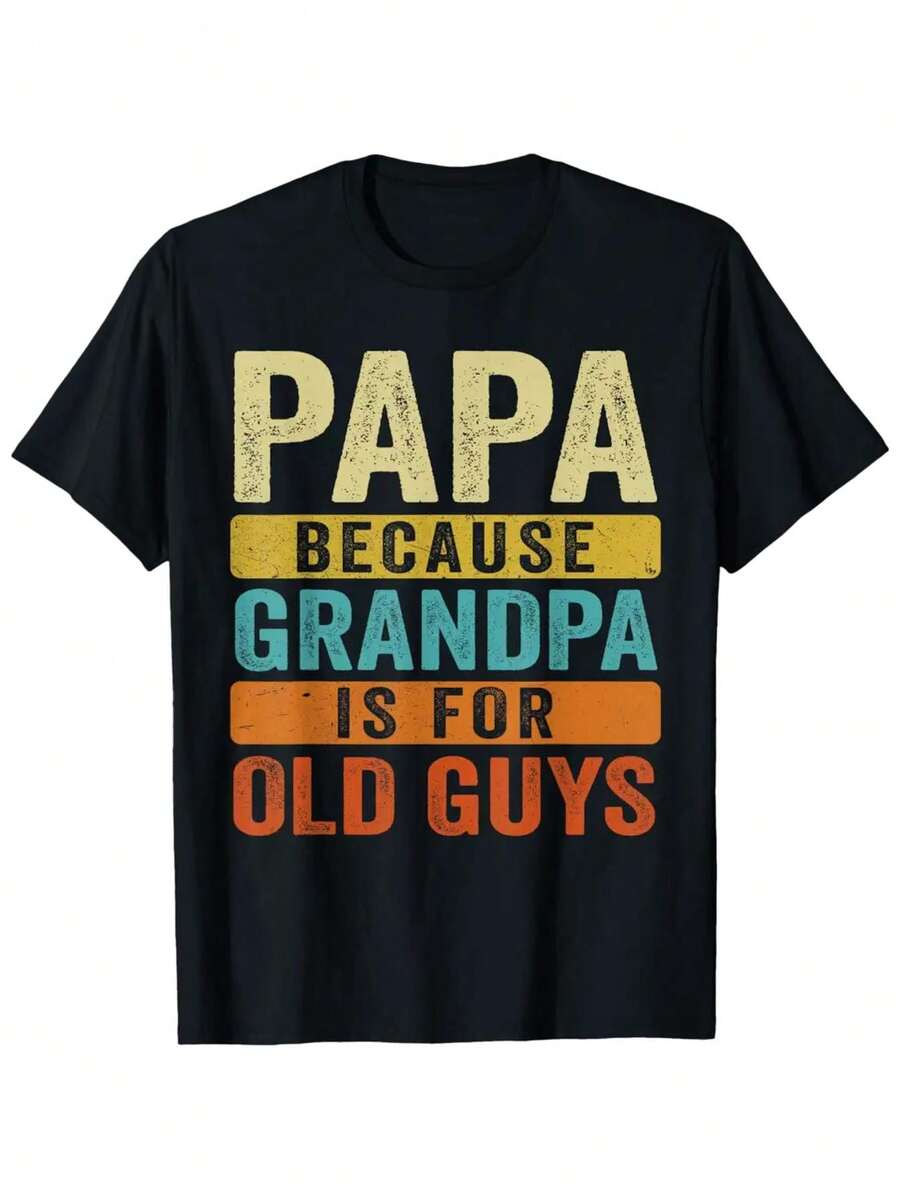 Papa Art For Grandpa Men From GrandTeenager Father's Day Papa T Shirt - 黑色 - 查看 1