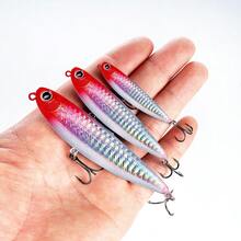 5Pcs Top Water Pencil Fishing Lure 5/6.6/9.1cm Floating Swimbait Wobblers Artificial Hard Bait With 2 Treble Hook For Bass. ﻿