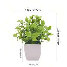 4/1 Piece Set Artificial Mini Potted Plants, Plastic Fake Potted Plants, Faux Greenery, White Planter Pots, Suitable For Home, Indoor, Office, Dining Table, Farmhouse, Garden And Bathroom Decor, Easy Maintenance - Olive Green - View 12