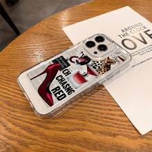 Funda para teléfono con estampado de leopardo rojo, diseño transparente a prueba de golpes e incluye un anillo protector de lente independiente. Compatible con iPhone 16/16 Pro/16 Plus/16 Pro Max/15/14/13/12/11/Pro/Max. Funda protectora de TPU suave con cobertura total y anticaídas. - transparente - Ver 3