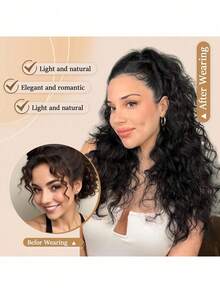 16-Inch Long Curly And Fluffy Ponytail Wig Hairdo, With A Drawstring Design, Suitable For Women's Daily Use