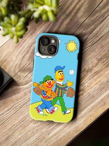 Dos amigos jugando al béisbol bajo el sol. Esta elegante funda es compatible con los modelos  17, 16, 15, 14 Pro Max, 13, 12, 11, XR y XS Plus. Fabricada en silicona de vidrio, ofrece protección contra golpes y caídas, además de una sensación superior. Es un regalo ideal para familiares, amigos y seres queridos, y una opción perfecta para Año Nuevo. - Blanco - Ver 5