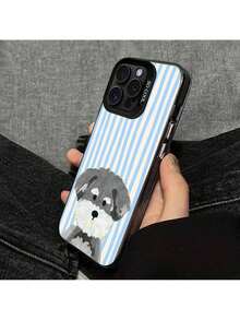 Encantador Cachorro Gris, Perro Adorable con Ojos Suaves, Diseño de Funda para Teléfono Cómoda y Adorable para iPhone 17 16 15 14 13 12 11 Plus Pro Max - Negro - Ver 4