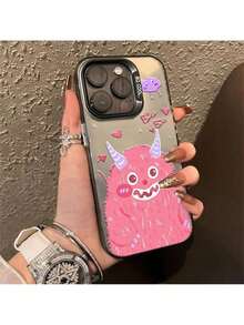 Local Delivery High-QualityLaser-CoatedShockproofProtectiveCaseForIPhone16/15/14/13/12/11ProMax/Plus/ProModels,WithACutePinkFurryMonsterIllustrationByIMD.ShockproofCase,ShockproofCover,CartoonPhoneCase,PlayfulIllustration,DurableMaterial,Laser-CoatedSurface,SmartphoneProtection,ProtectiveCase,TechEnthusiast,Follower - Silver - View 5