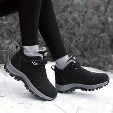 2026 Fleece-Lined High-Top Couple Shoes (Men's Style) | Warm Cotton Shoes | Hook-And-Loop + Shoelace Dual Fastening | Non-Slip Chunky Sole | Versatile For Winter Commute/Outdoor Wear - 黑色 - 查看 4