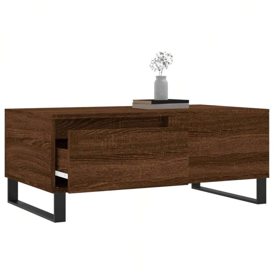 vidaXL Tavolo basso Chêne marrone 90x50x36,5 cm Bois d'ingénierie - Castano - Visualizzare 1