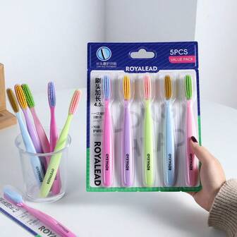 大号软毛牙刷，长头美白牙齿手动牙刷，超软刷毛，适合敏感牙龈，成人牙间清洁刷