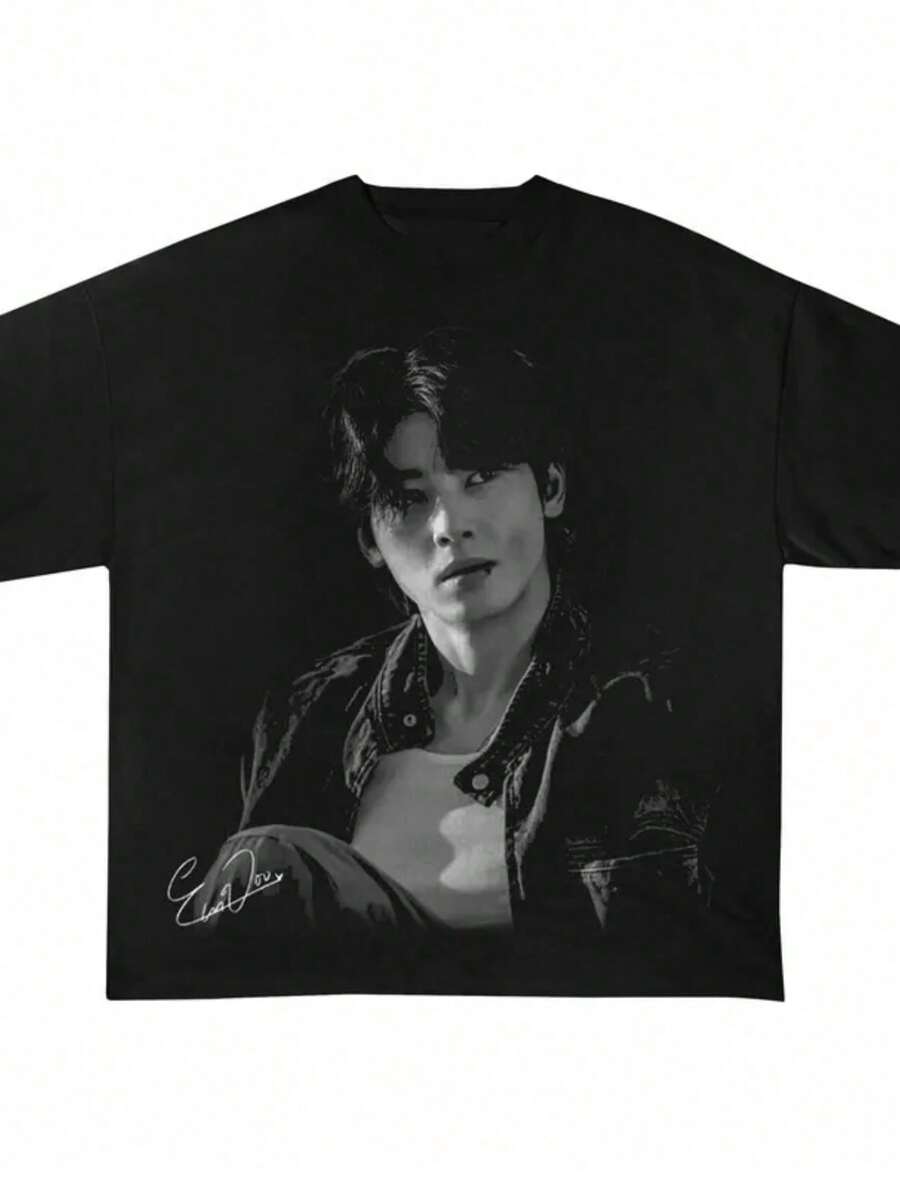 Cha Eun Woo Graphic Shirt Cha Eun Woo Kdrama Shirt Tee Cha Eun Woo Actor Shirt For Gift Kpop T Shirt For Girlfriend - màu đen - Xem 1