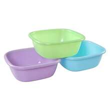 8L Square Plastic Washing Up Bowls Colored Small Wash Bowl Basin Set Of 3 - WhiteGreenOrLightBlue - View 9