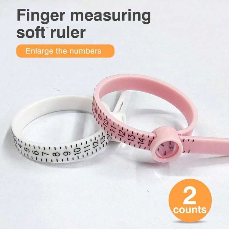 2 Counts Ring Sizer Measuring Tool, Sizes 1-17 US Rings, Reusable Finger Sizer Belt With Magnified Glass Pink & White - White + Pink - View 1