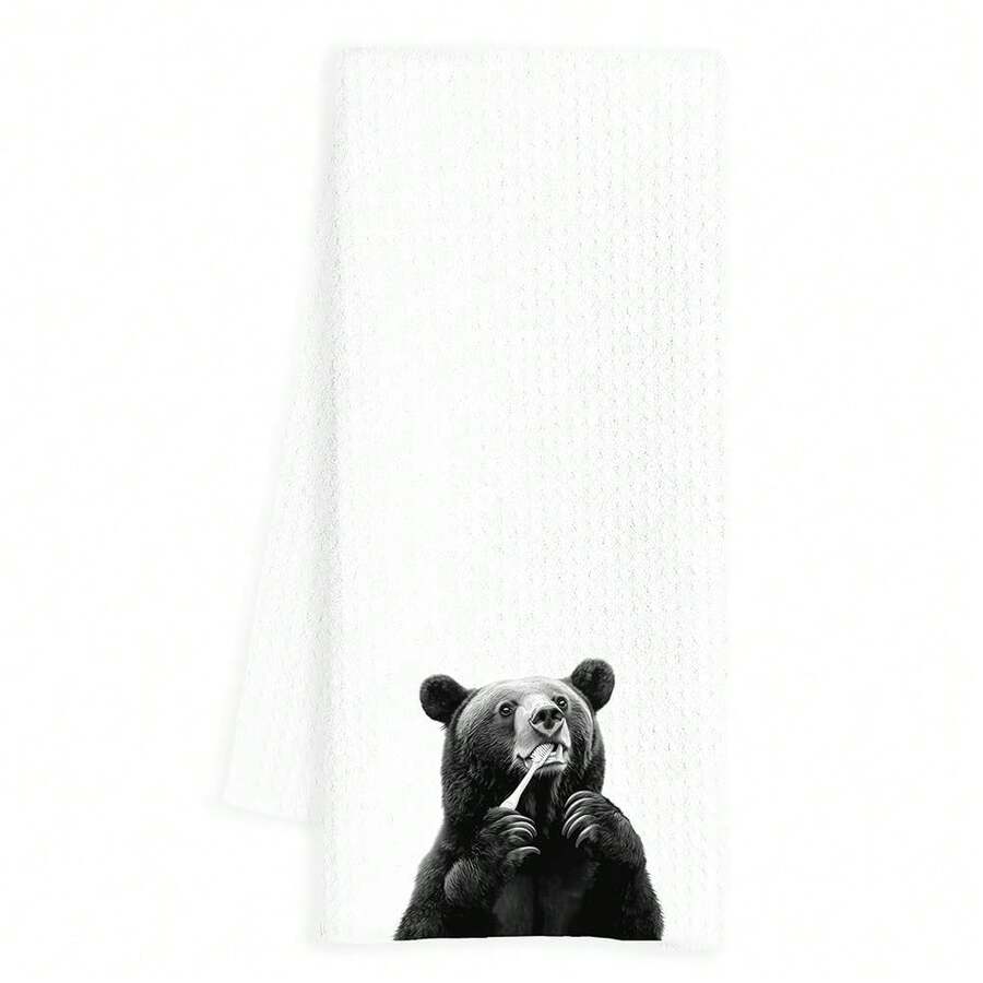 Black Bear Bathroom Hand Towels, Funny Bathroom Decor, Black Bear Gifts For Women, 16x24 Inch - Bear2 - 查看 1