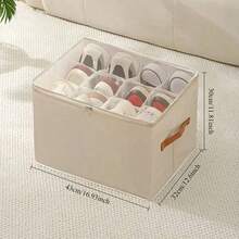 1pc Foldable Fabric Shoe Box With Dust Cover, Large Capacity, Plain Design, Hand Washable, For Bedroom Closet Organization - Multicolor - View 2