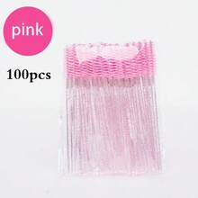 100pcs/200pcs Disposable Mascara Wands, Eyelash Brushes, Suitable For Eyebrows, Eyelash Extensions, Eyebrow Brush, Eyeshadow Brush, Makeup Brushes - Pink - View 12