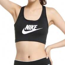 Nike Dri-Fit Swoosh撞色中強度支撐緊身背心式堅固雙肩帶無扣運動內衣女款 - 黑色 - 查看 3