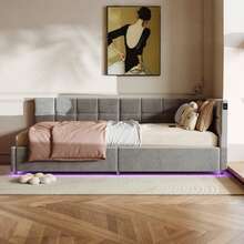Sofa, Upholstered Bed, Sofa Bed 90 X 200 Cm, Sofa Bed, Single Bed, Cream-Colored Single Bed Made Of Velvet With Hydraulic Lifting Mechanism, Youth Bed With Storage Space Under The Bed - 灰色 - 查看 7