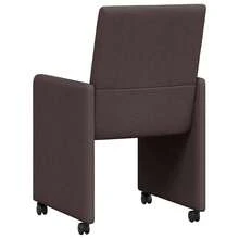 vidaXL Chaises de salle à manger avec roues 2 pcs Tissu Marron foncé - Tabac - Voir 6