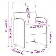 vidaXL Poltrone da Sala da Pranzo con Roues 2 pz Nere 58 x 65 x 98 cm - nero - Visualizzare 10