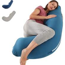 mhjAlmohada para EmbarazoAlmohada de Cuerpo Completo en Forma de L para Apoyo de Maternidad 145cm Full Body Pillow Nursing de Desmontable Soporte para Espalda Caderas Piernas Bluesleeping Bags - Azul - Ver 8