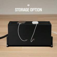 Large Management Box, Wood Cord Hider Box Organizer Power Strip, TV Wires Desk Storage - 黑化金合歡 - 查看 7