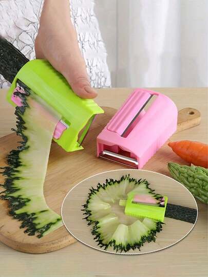 1pc Manual Cucumber Slicer & Peeler With Straight - Heavy-Duty Plastic Cucumber Light Beige Remover Tool Suitable For Facial Hydration, Skincare, And Kitchen Use - Cucumber Roll Peeler For Face Masks, Slicing