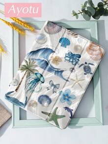 1件羽毛雪纺海洋元素平板电脑保护套和Kindle电子书保护套，兼容iPad 10代、iPad 11/Air 4/Air 7/9.7、Galaxy Tab A9 Plus、Kindle（11代-2024）、Kindle Paperwhite 12代（2024），绝佳节日礼物，时尚简约图案。 - 彩色 - 查看 3