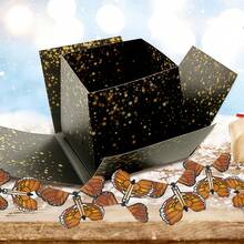 4pcs Black Geometric Surprise Explosion Gift Box Set, Suitable For Birthday, Valentine's Day, Christmas And Children's Gifts, With 4 Butterflies - Black - View 5