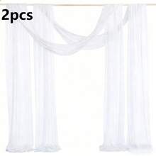 2 tấm vải voan trang trí cổng cưới, kích thước 75*300cm, màu trắng, chất liệu polyester, thích hợp cho lễ cưới ngoài trời, tiệc sinh nhật, có thể tái sử dụng và giặt được. - Nhiều màu - Xem 13