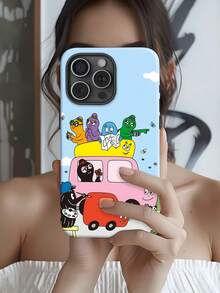 La familia Barbapapa disfruta de un viaje por carretera en un colorido mundo de dibujos animados. Esta elegante funda es compatible con los modelos  17, 16, 15, 14 Pro Max, 13, 12, 11, XR y XS Plus. Fabricada en silicona de vidrio, ofrece protección contra golpes y caídas, además de una sensación superior. Es un regalo ideal para familiares, amigos y seres queridos, y una opción perfecta para Año Nuevo. - Blanco - Ver 3