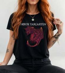 House Targaryen Shirt  Lover Gift Fantasy Dragon Shirt Mother Of Dragons T-Shirt Flying Dragon Shirt Fantasy Dragon Book Lover - màu đen - Xem 6