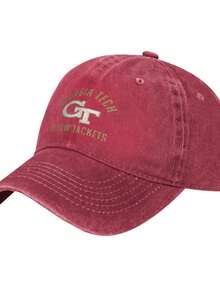 Georgia Tech Yellow Jackets Large Retro Washed Cotton Baseball Cap, Adjustable Lightweight And Breathable Unisex Outdoor Humor Beach Hat, For Men Women Grandpa Dad Husband Coworker Friend - 紅色 - 查看 2