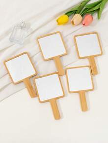 1pc/5pcs/10pcs Bamboo Handheld Mirror, Student Dormitory Vanity Mirror, Travel Makeup Mirror, High-End Cosmetic Mirror - Multicolor - View 6