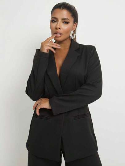 Blazer Alfaiataria Feminino Alongado Social Terninho Botão