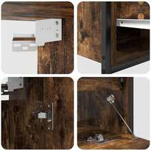 vidaXL Ensemble de mobilier de salle de bain avec étagère 5 pcs Marron - Tabac - Voir 10