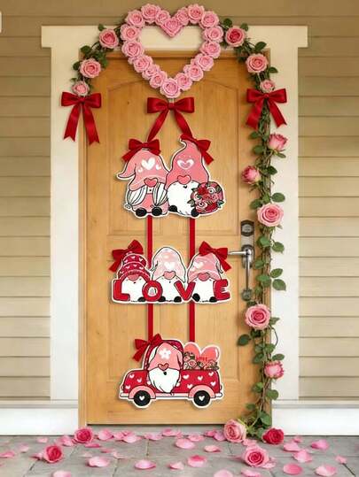 1pc Valentine's Day Doorframe Decor - Pink Heart Themed Decor, Party Door Hanging, Suitable For Photo Backdrop, Indoor/Outdoor Party Decoration