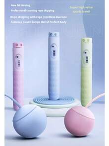 2-In-1 Weighted Ball Jump Rope Trainer | Detachable Weighted Ball & Dual-Use Design | Mechanical Counter & Adjustable Weight - Multicolor - View 12