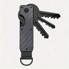 Smooth Aluminum Key Organizer - Compact Metal Keychain | Simple, Lightweight, Portable, With Safety Twist Lock | Scratch-Resistant, Ideal Gift For Men And Women, Cute Keychain - Sợi Carbon Đen - Xem 13