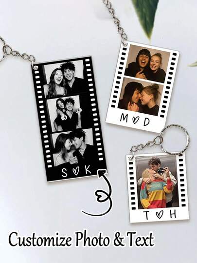 Personalized Photo Keychain, Ideal Gift For Boyfriend, Girlfriend, Couples, Parents, Friends, Coworkers, Suitable For Valentine's Day, Easter, Christmas And Other Holidays, Reusable, Exquisite, Cute, Fashionable And Minimalist