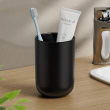 Toothbrush Cup 13oz 380ml, Unbreakable Reusable Bathroom Tumbler 1Pc, Non-Slip Plastic Bathroom Cup Toothbrush Holders For Bathroom, Black - Black-1pc - 查看 2