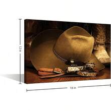 Lienzo nativo americano para pared, sombrero de vaquero, botas de pinturas, impresiones en lienzo, ilustraciones rústicas modernas, para sala de estar, dormitorio, decoración de pared - transparente - Ver 6