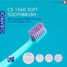 Curaprox CS 1560 Soft Toothbrush - 1560 Curen Filaments, Angled Head Octagonal Handle, Gentle Plaque Removal For Adults, Single Pack Random Color, Swiss Oral Care - 如圖所示 - 查看 3