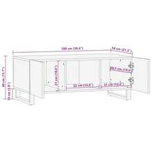 vidaXL Mesa baja negra 100x54x40 cm madera maciza de manguier - Negro - Ver 11