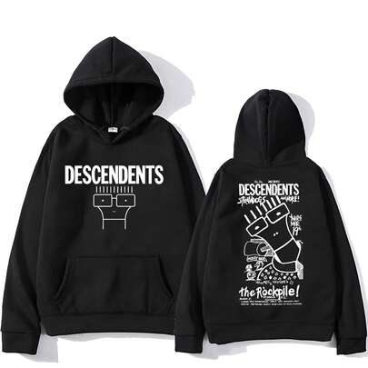 Descendents Hooded Cartoon Print Harajuku Casual Vintage Sweatshirt Graphic Printing Fleece Clothes Moletom Gothic Pullovers
