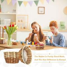 12 Pcs Round Small Bamboo Bread Basket, 7x7x2.45 Inch Woven Fruit Basket Gift Baskets For Serving, Food Serving Baskets For Picnic Restaurant (Give Food Blotting Sheets) - 12個圓形竹片 - 查看 8