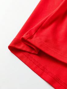 Acelitt Spring New Fiery Red Foldable Cold-Shoulder Sexy One-Shoulder Long Sleeve Fitted Casual Blouse For Women - Red - View 8