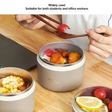 WEWI Fiambrera Aislada de Acero Inoxidable con Bolsa Aislada Fiambrera Apilable a Prueba de Fugas de 2/3/4 Niveles Fiambrera Aislada para Trabajo y Picnic 2 cajas - Marron oscuro+4 cajas - Ver 3