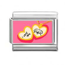 1件DIY照片模块化手链，饰有爱心、花朵、樱花眼元素，适合圣诞节、新年、万圣节、情人节等场合，不锈钢材质，都市休闲风，圣诞节和万圣节必备单品，本地特色，实用时尚，圣诞风格，派对穿搭指南，圣诞礼物，圣诞家居装饰，复古夏季，优雅装扮，万圣节配饰，适合作为送给朋友/情侣的派对礼物。