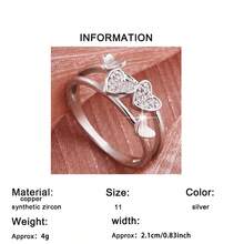 1pc Romantic Style Women's Ring, High-Quality Brilliant Shiny 3D French Elegant Heart Design, Suitable For Daily Wear And Outfit Matching, Creative Gift - Silver - View 8