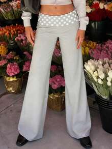 Women's Lounge Pants Dot Print Elastic Waist Loose Comfy Casual Pants Pajama Pants Sleep Trousers - 灰色 - 查看 2