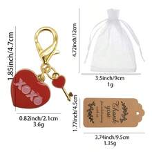 18pcs-6 Sets Of Heart-Shaped Keychain Combination - Including 6 Greeting Cards, 6 XOXO Heart-Shaped Keychains, And 6 Gauze Bags - Perfect As A Girlfriend Or New Year Gift - Suitable For Birthdays, Valentine's Day, Weddings, And Keychain Gift Boxes - Multicolor - View 5